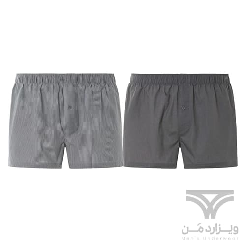 پک 2 تایی شورت مردانه پادار باکسر دکمه دار اورجینال لیورجی Livergy آلمان وارداتی طوسی و راه راه