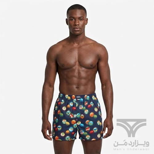 شورت مردانه پادار کلاسیک دکمه دار کش لیفه ای برند هپی شورتس Happy Shorts اورجینال وارداتی آلمان طرح تشتک نوشابه — تصویر ۲