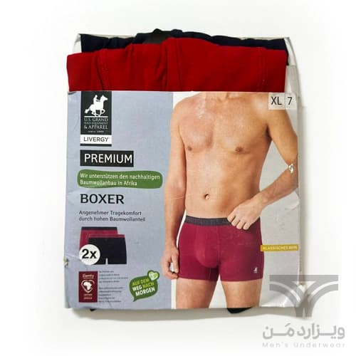 پک 2 تایی شورت مردانه پادار همکاری لیورجی Livergy آلمان و پولو Polo اورجینال وارداتی قرمز سرمه ای — تصویر ۲
