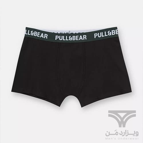 شورت مردانه باکسر بریف (پادار) اورجینال وارداتی پول اند بیر Pull&Bear مشکی کش سبز black boxers with a logo waistband
