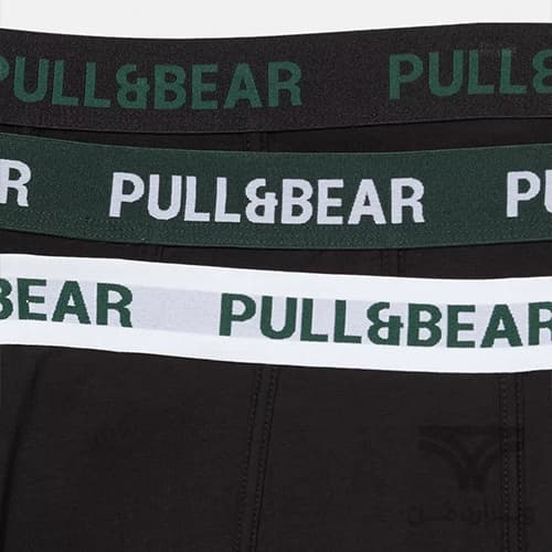 شورت مردانه باکسر بریف (پادار) اورجینال وارداتی پول اند بیر Pull&Bear مشکی کش سبز black boxers with a logo waistband — تصویر ۴