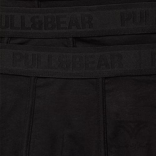 شورت مردانه باکسر بریف (پادار) اورجینال وارداتی پول اند بیر Pull&Bear مشکی black boxers with a logo waistband — تصویر ۲