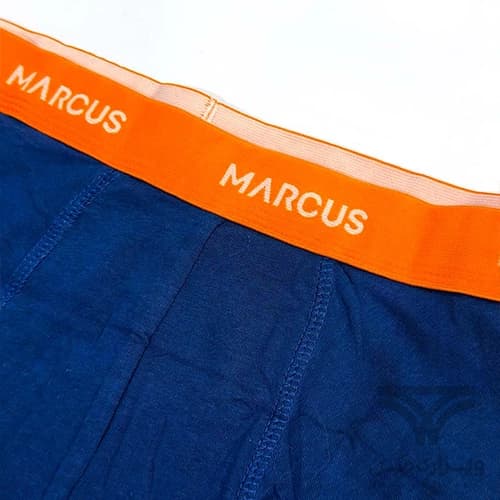 شورت مردانه پادار (باکسر بریف) اورجینال وارداتی برند Marcus سرمه ای کش نارنجی — تصویر ۳