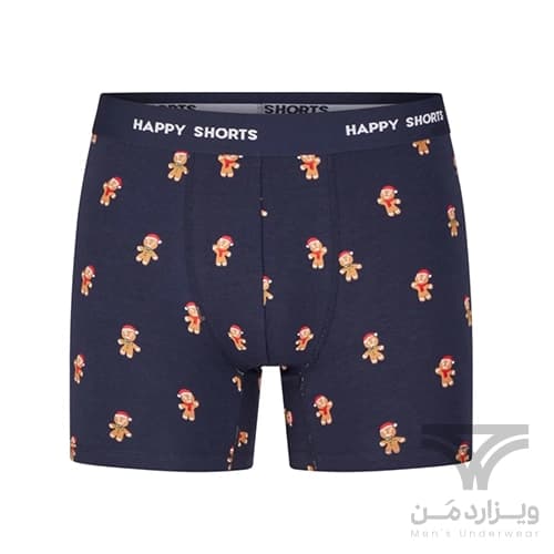 پک 2 تایی شورت مردانه پادار اورجینال هپی شورتس Happy Shorts آلمان وارداتی طرح آدمک نان‌زنجبیلی (Gingerbread Man) کریسمس — تصویر ۴