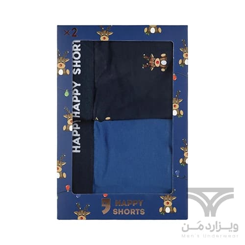 پک 2 تایی شورت مردانه پادار اورجینال هپی شورتس Happy Shorts آلمان وارداتی طرح گوزن کریسمس — تصویر ۲