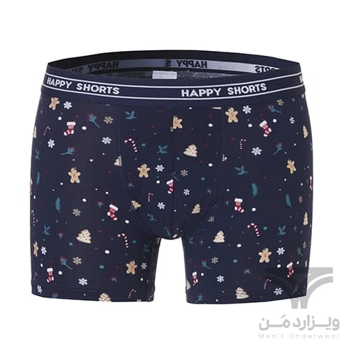 پک 2 تایی شورت مردانه پادار اورجینال هپی شورتس Happy Shorts آلمان وارداتی طرح آبنبات عصایی (Candy Cane) و جوراب کریسمس — تصویر ۴