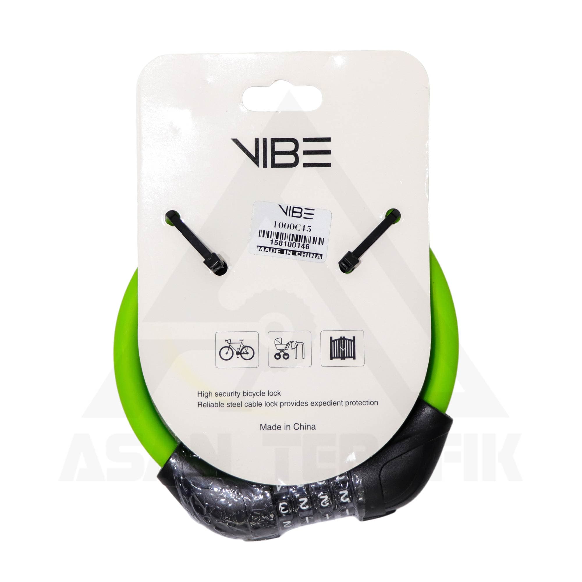 قفل رمزی دوچرخه وایب VIBE 1000C45 سبز — تصویر ۳