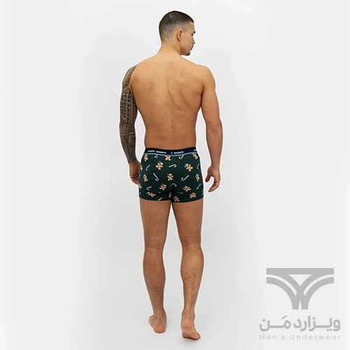 پک 2 تایی شورت مردانه پادار اورجینال هپی شورتس Happy Shorts آلمان وارداتی طرح آبنبات عصایی (Candy Cane) کریسمس — تصویر ۴