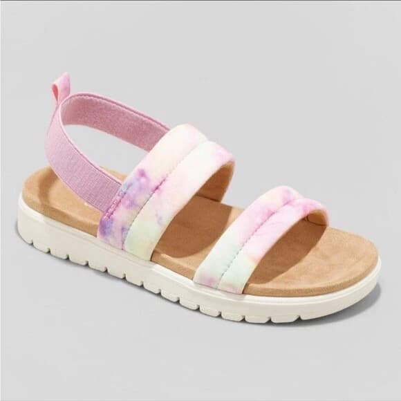 صندل دخترانه برند آمریکایی کت اند جک (Cat & Jack) مدل ابروبادی (Tie-Dye) کفی طبی