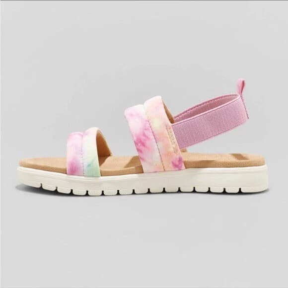 صندل دخترانه برند آمریکایی کت اند جک (Cat & Jack) مدل ابروبادی (Tie-Dye) کفی طبی — تصویر ۲