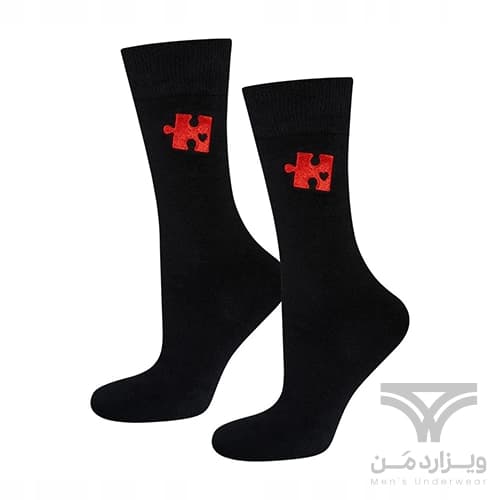 پک 2 تایی جوراب کاپلی مردانه و زنانه اورجینال وارداتی آلمان برند SOXO طرح ولنتاین قلب و پازل فری سایز — تصویر ۳