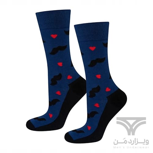پک 2 تایی جوراب کاپلی مردانه و زنانه اورجینال وارداتی آلمان برند SOXO طرح ولنتاین قلب و سبیل و لب فری سایز — تصویر ۴