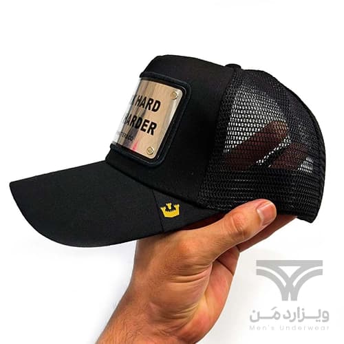 کلاه کپ (لبه دار) جان هتر John Hatter & CO مدل Work Hard Play Harder مشکی پشت توری — تصویر ۲