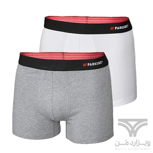 پک 2 تایی شورت مردانه پادار اورجینال Parkside پارکساید آلمان وارداتی سفید و طوسی