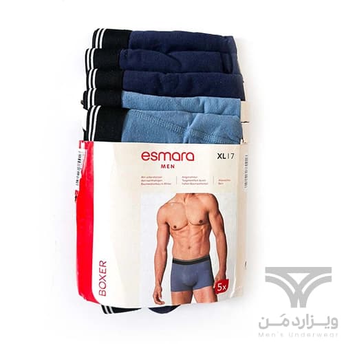 پک 5 تایی شورت مردانه پادار اورجینال لیورجی Livergy (Esmara Men) آلمان وارداتی آبی و سرمه ای — تصویر ۲