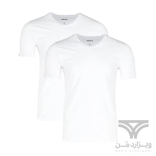 پک 2 تایی تیشرت مردانه اورجینال MEXX آلمان وارداتی یقه هفت سفید V-Neck — تصویر ۲