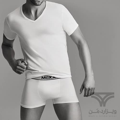 پک 2 تایی تیشرت مردانه اورجینال MEXX آلمان وارداتی یقه هفت سفید V-Neck