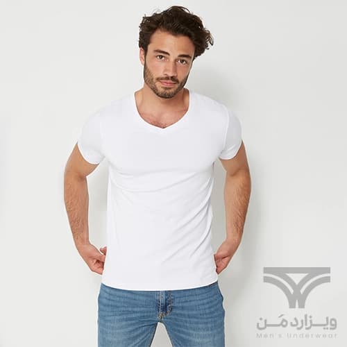 پک 2 تایی تیشرت مردانه اورجینال MEXX آلمان وارداتی یقه هفت سفید V-Neck — تصویر ۳