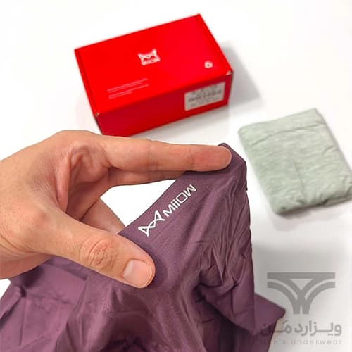 پک 3 تایی شورت مردانه پادار (باکسر بریف) اورجینال وارداتی برند میو Miiow بنفش سبز — تصویر ۳