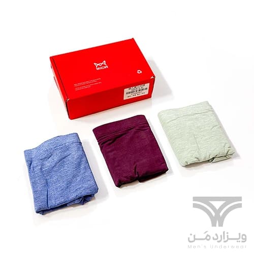 پک 3 تایی شورت مردانه پادار (باکسر بریف) اورجینال وارداتی برند میو Miiow بنفش سبز آبی