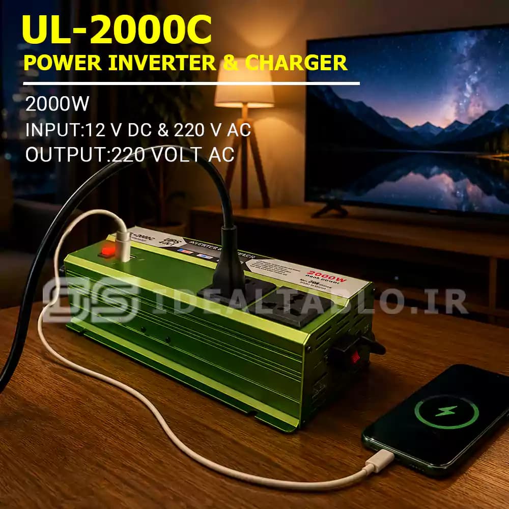 اینورتر 2000 وات 12 ولت به 220 شارژ باتری UL-2000C — تصویر ۳