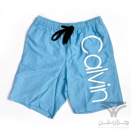 شلوارک سونایی و مایو مردانه اورجینال وارداتی برند Calvin Klein کلوین کلاین آستردار آبی روشن