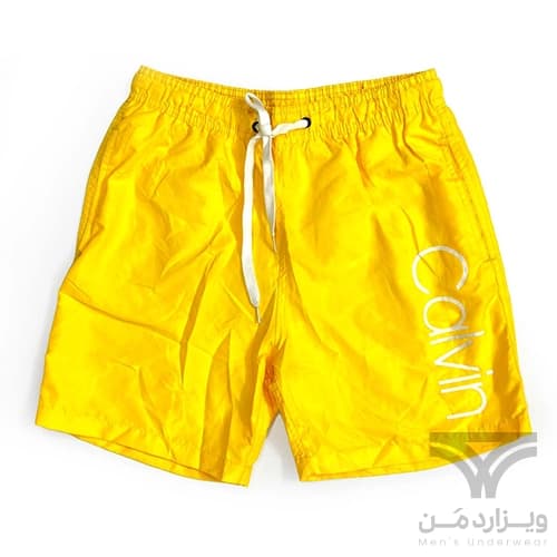شلوارک سونایی و مایو مردانه اورجینال وارداتی برند Calvin Klein کلوین کلاین آستردار زرد