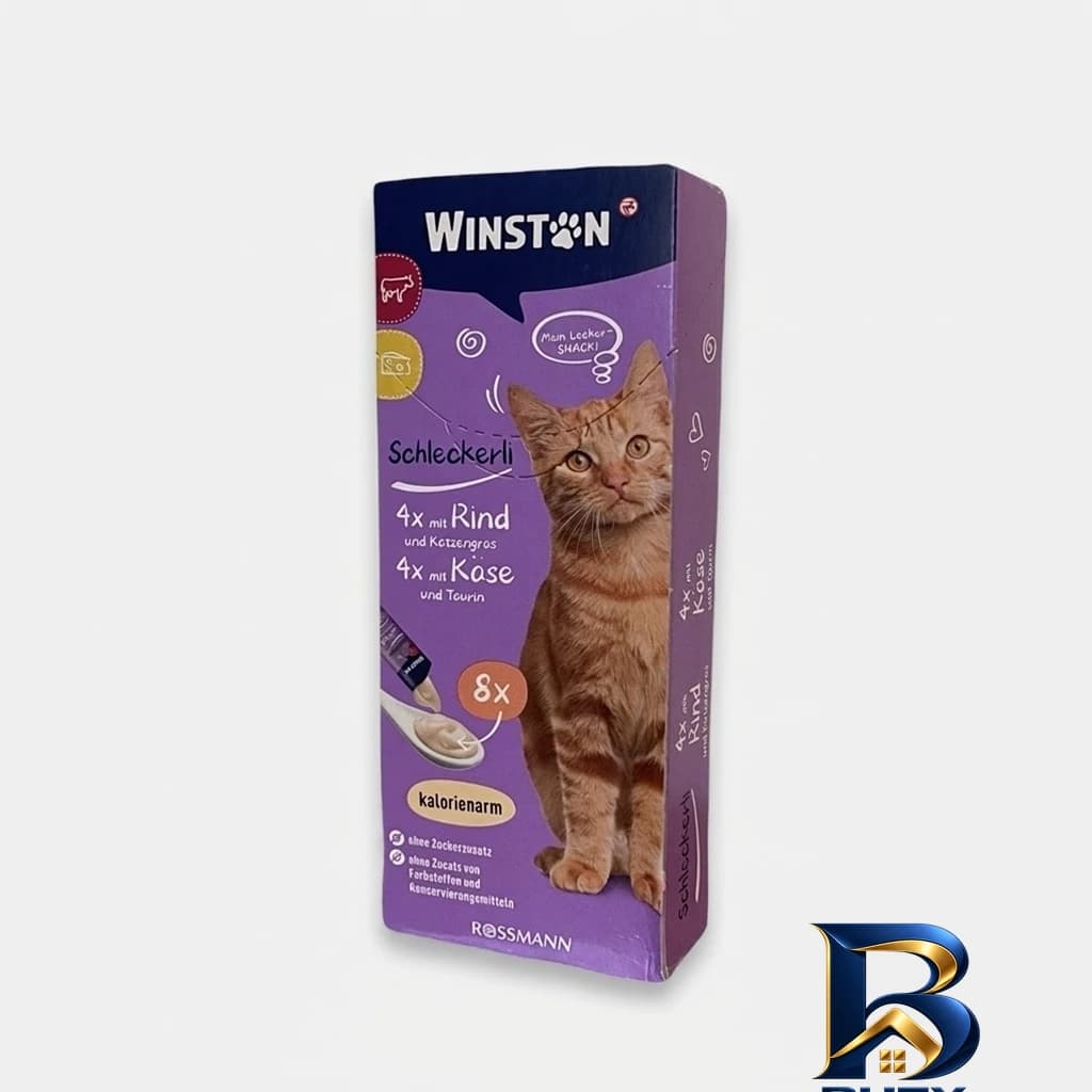 بستنی گربه وینستون طعم گوشت گاو و پنیر وزن 120 گرم بسته 8 عددی