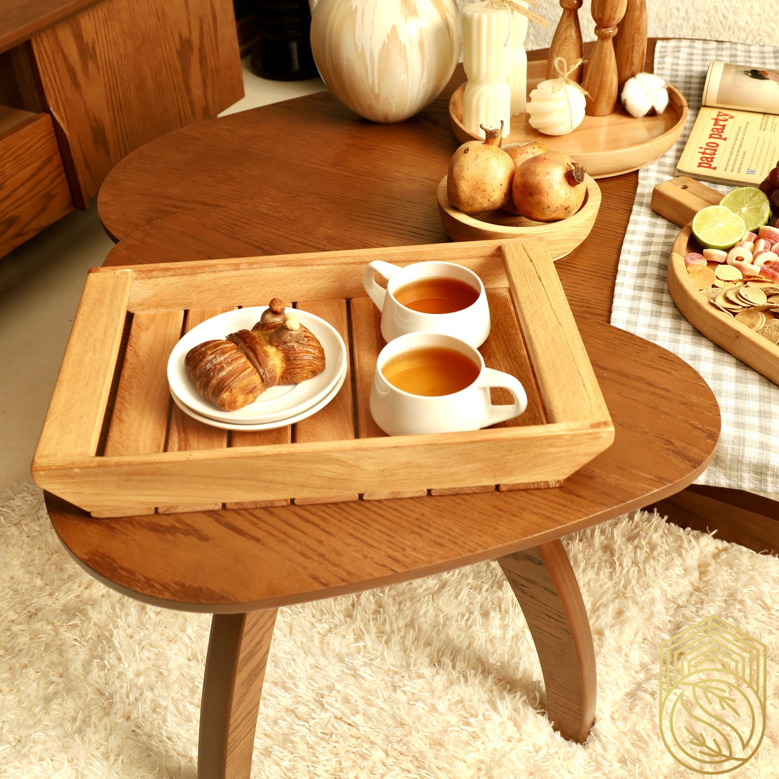 سینی چوبی پذیرایی قایقی راش کد Sh266 — تصویر ۳