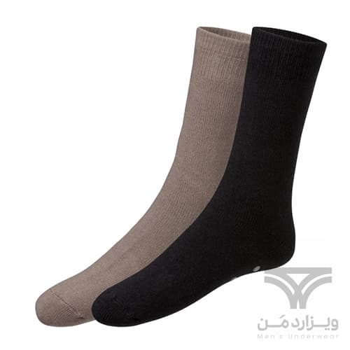 پک 2 تایی جوراب مردانه زمستانی داخل کرک ترمو لیورجی Livergy men’s Thermal Socks اورجینال آلمان مشکی کرم دارای استوک ژله ای