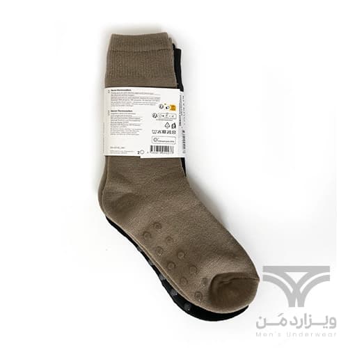 پک 2 تایی جوراب مردانه زمستانی داخل کرک ترمو لیورجی Livergy men’s Thermal Socks اورجینال آلمان مشکی کرم دارای استوک ژله ای — تصویر ۷