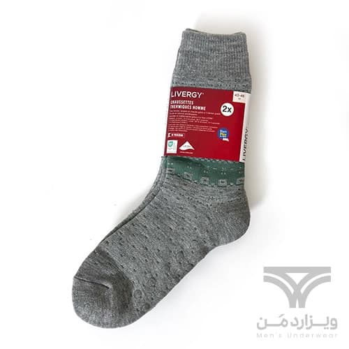 پک 2 تایی جوراب مردانه زمستانی داخل کرک ترمو لیورجی Livergy men’s Thermal Socks اورجینال آلمان طوسی دارای استوک ژله ای — تصویر ۳