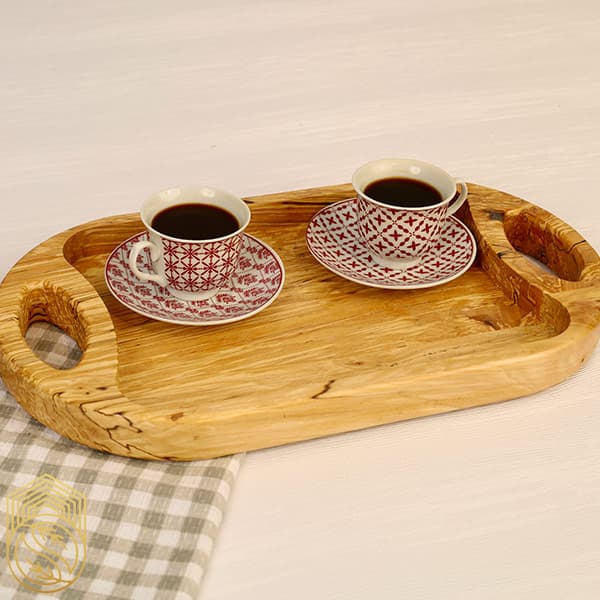 سینی چوبی سرو و پذیرایی چای دسته دار کد sh186 — تصویر ۳