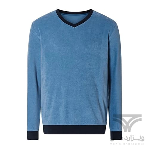 ست مردانه لباس خواب حوله ای بلوز و شلوار راحتی لیورجی Livergy آلمان آبی سرمه ای — تصویر ۳
