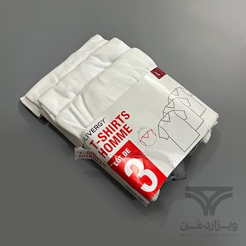 پک 3 تایی زیرپوش نیم آستین لیورجی Livergy آلمان یقه هفت مشکی و سفید — تصویر ۲