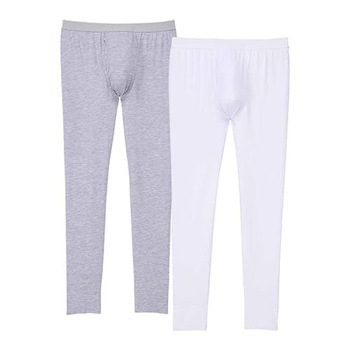 پک 2 تایی لگینگ مردانه کش پهن جذب UP2FASHION آلمان فلای دار فاق جادار سفید طوسی Extra Tight