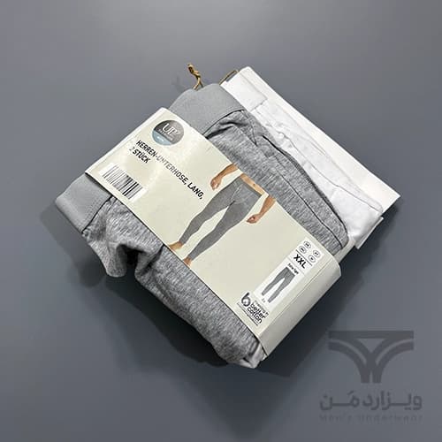پک 2 تایی لگینگ مردانه کش پهن جذب UP2FASHION آلمان فلای دار فاق جادار سفید طوسی Extra Tight — تصویر ۷