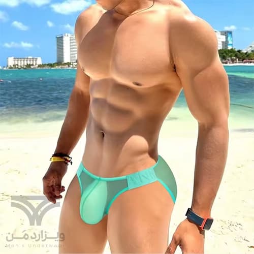 شورت مردانه اسلیپ اورجینال Adannu Men’s Semi-Transparent Comfortable High-Stretch Quick-Dry Bikini برند آدانو بدن نما نیمه شفاف — تصویر ۳