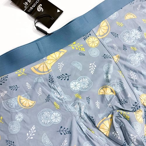 شورت مردانه ابریشمی یخی Ice Silk پادار وارداتی آنتی باکتریال طرح لیمو — تصویر ۲