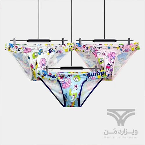 شورت مردانه اسلیپ پامپ Men’s Playful Cartoon High Cut No-Tag Comfortable and Breathable Briefs اورجینال وارداتی برند PUMP فانتزی عروسکی کارتونی — تصویر ۵