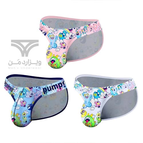 شورت مردانه اسلیپ پامپ Men’s Playful Cartoon High Cut No-Tag Comfortable and Breathable Briefs اورجینال وارداتی برند PUMP فانتزی عروسکی کارتونی