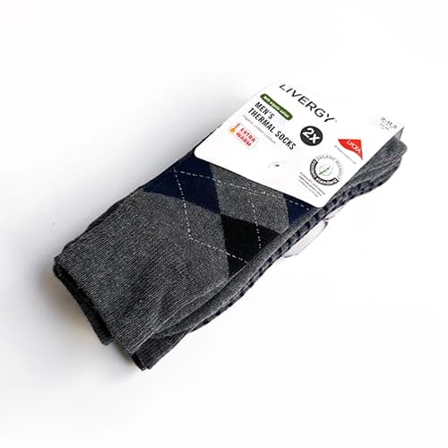 پک 2 تایی جوراب مردانه زمستانی ترمو لیورجی Livergy men’s Thermal Socks اورجینال آلمان طوسی راه راه