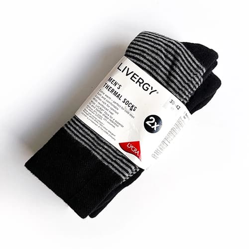 پک 2 تایی جوراب مردانه زمستانی ترمو لیورجی Livergy men’s Thermal Socks اورجینال آلمان مشکی راه راه
