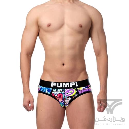 شورت مردانه اسلیپ اورجینال پامپ PUMP Men Printing Low Waist Briefs گرافیتی Graffiti — تصویر ۳