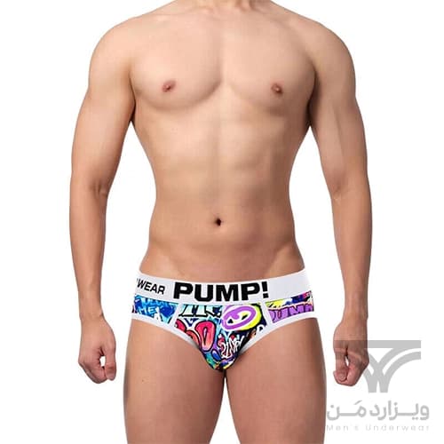 شورت مردانه اسلیپ اورجینال پامپ PUMP Men Printing Low Waist Briefs گرافیتی Graffiti — تصویر ۴