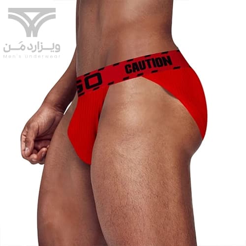 شورت مردانه اسلیپ بغل باز Breathable Men’s bikini briefs اورجینال وارداتی برند 0850(BS) فانتزی پارچه کبریتی Caution — تصویر ۳