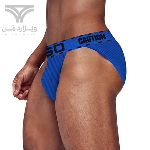 شورت مردانه اسلیپ بغل باز Breathable Men’s bikini briefs اورجینال وارداتی برند 0850(BS) فانتزی پارچه کبریتی Caution — تصویر ۲