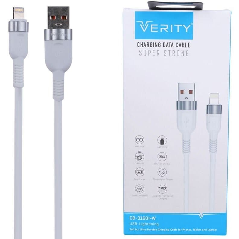 کابل تبدیل USB به لایتنینگ وریتی مدل CB-3160i-W طول 1 متر با گارانتی 12 ماهه — تصویر ۲