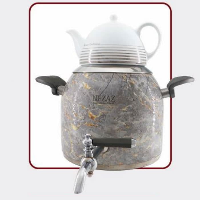 کتری و قوری 5 لیتر نزاز NEZAZ طرح ترک طوسی طرح سنگ کد 3025