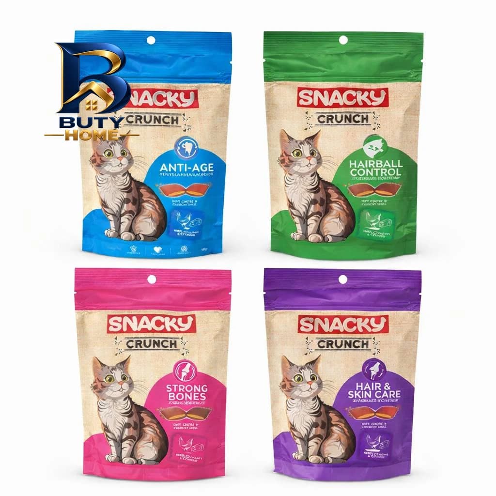 تشویقی گربه اسنکی مدل Crunch با طعم مرغ و ماهی وزن 240 گرم مجموعه 4 عددی — تصویر ۲
